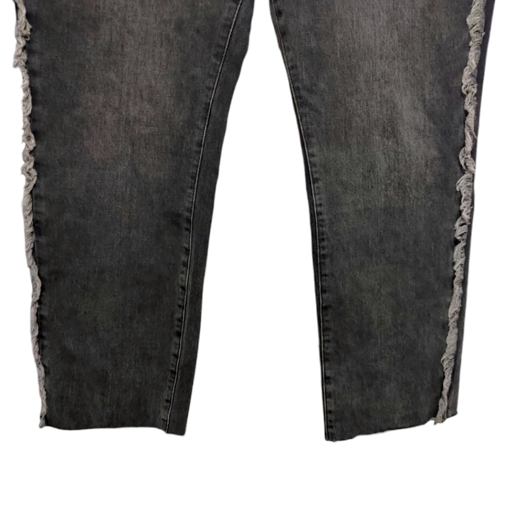 Good American Good Boy Dark Wash Frayed High Rise Slim Leg Jeans Women's Size 14 - Picture 9 of 13